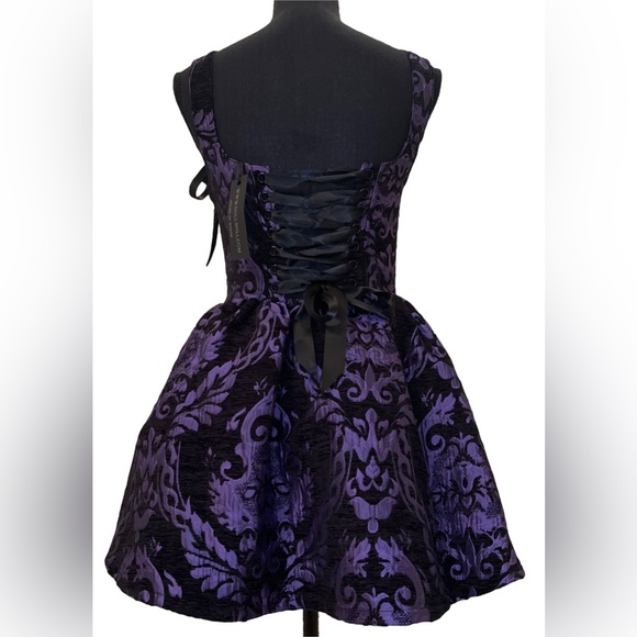 Dolls Kill / Widow Purple Brocade Sultry Sins Matching Dress Set - Picture 11 of 14